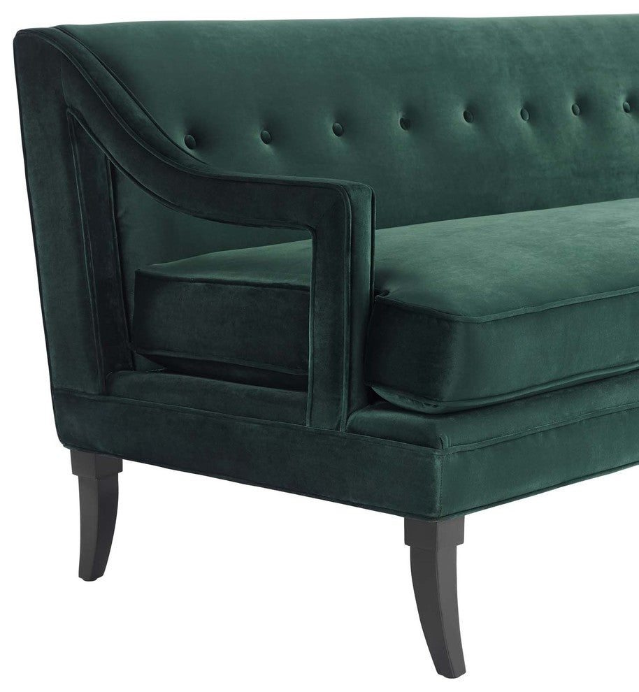 Concur Button Tufted Upholstered Velvet Sofa, Green