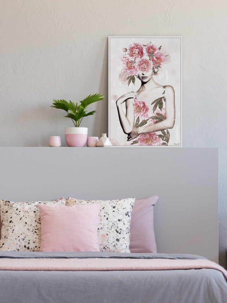 "I Love Flowers" Floater Framed Painting Print on Canvas, 30x45