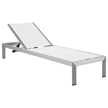 Shore Chaise Outdoor Patio Aluminum Set of 2 EEI-2472-SLV-WHI-SET