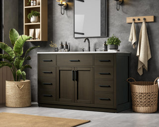 Home Living 54" Single Bathroom Vanity, Mocha Brown