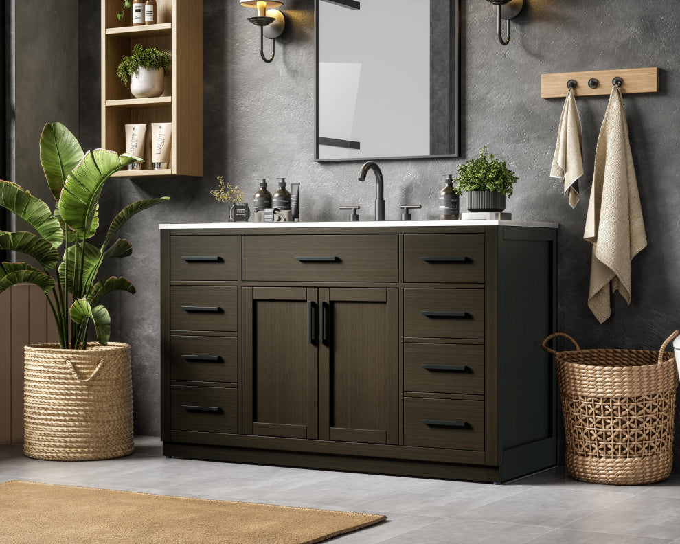 Home Living 54" Single Bathroom Vanity, Mocha Brown