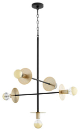 Quorum 843-5-6980 Five Light Pendant, Black w Aged Brass Finish