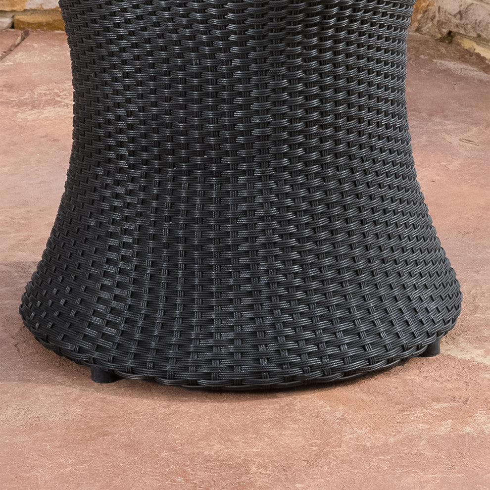 GDF Studio Lorenzo Outdoor Boho Wicker Accent Table, Black