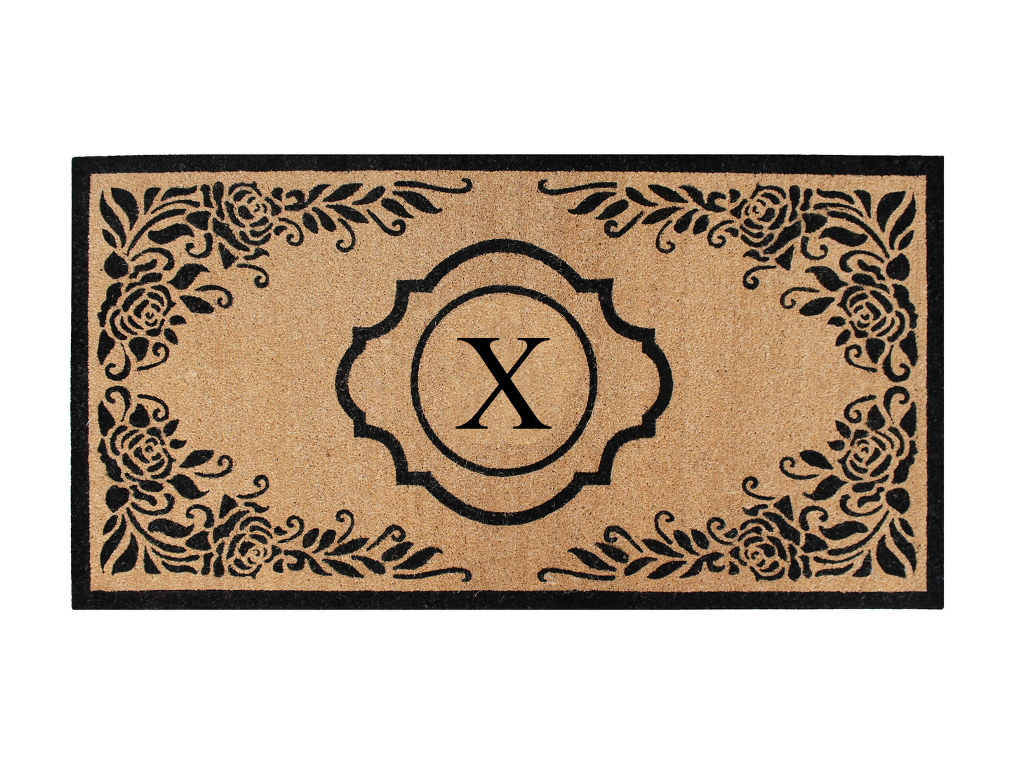 A1HC First Impression Hand Crafted Ella Entry Coir Monogrammed Double Doormat, X