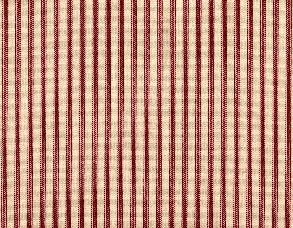 16" Square Ruffled Pillow Ticking Stripe Crimson Red