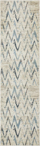 2"x8" Beige Blue Distressed Chevron Runner Rug