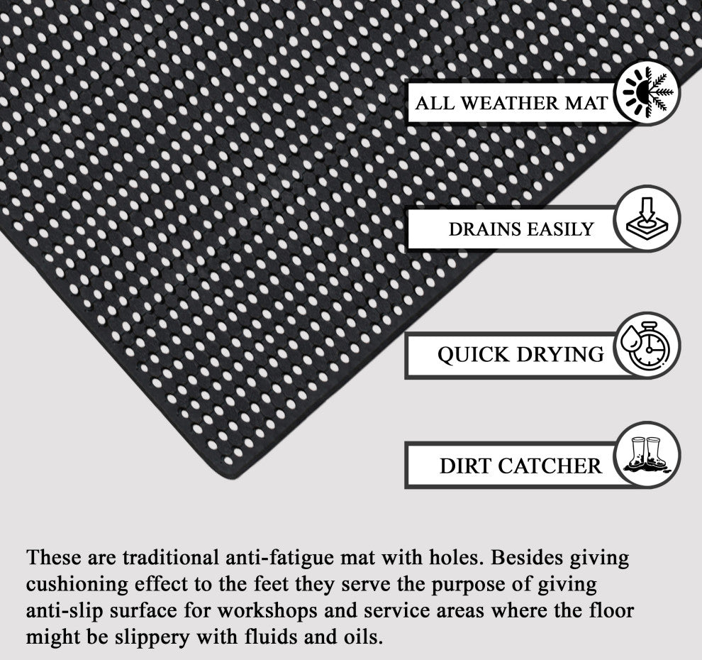 A1HC Checkered Holes Multi-Utility Commercial Large Scrapper Doormat 48"x72"