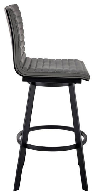 Armen Living Jermaine 26" Faux Leather Counter Stool in Gray/Matte Black