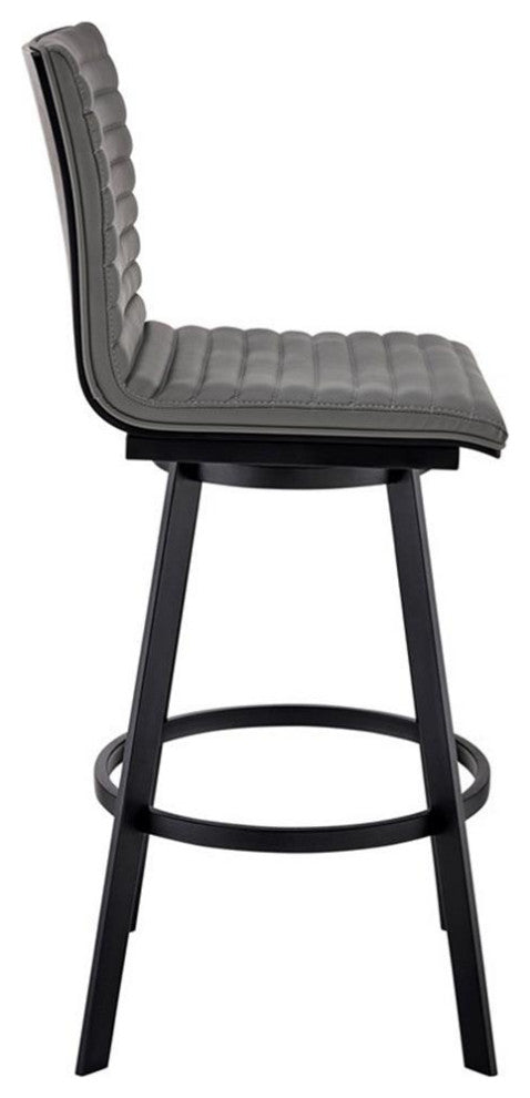 Armen Living Jermaine 26" Faux Leather Counter Stool in Gray/Matte Black