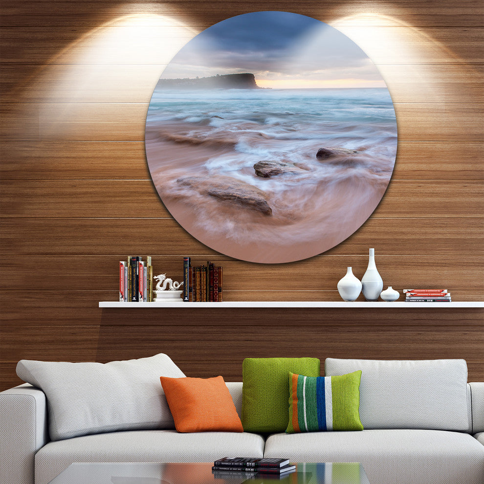 Bright Sydney Sea With Long Waves, Seashore Disc Metal Artwork, 23"