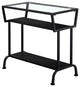 HomeRoots 12" x 24" x 22" Black Metal With Clear Tempered Glass Accent Table