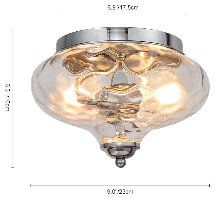 Modern 2-Light Water Pattern Flush Mount, Chrome