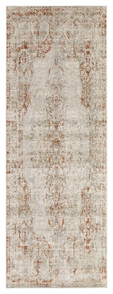 Frencess R39GK Transitional/Casual/Vintage Rug, Gray/Rust, 2'6"x8' Runner