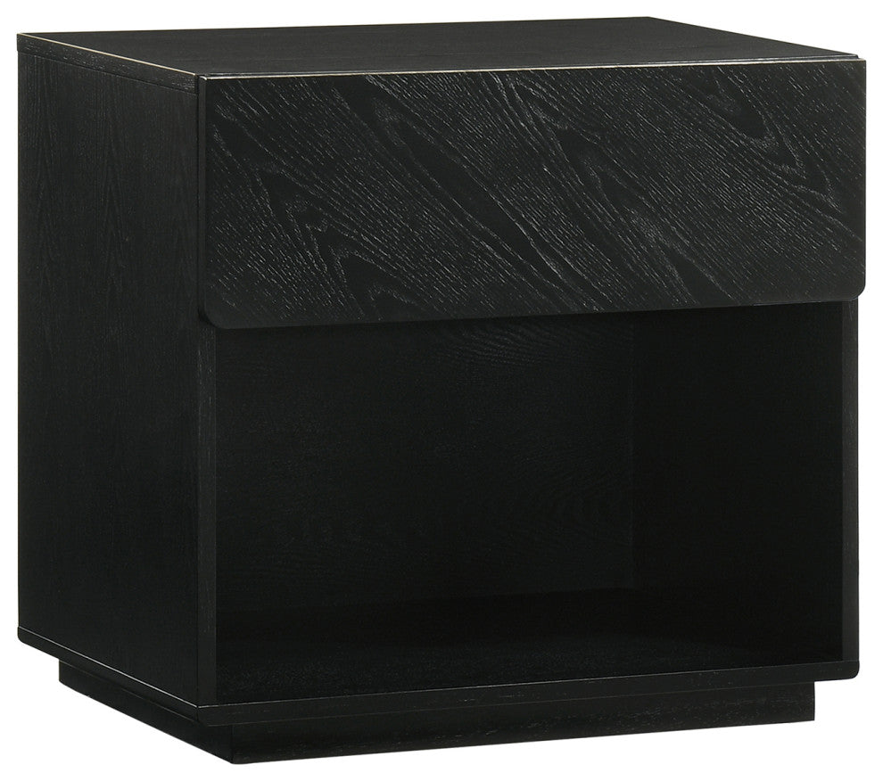 Petra 1 Drawer Wood Nightstand, Black Finish