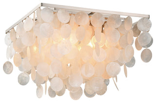 Vaxcel Elsa Capiz Shell 16" Square Flush Mount, Satin Nickel