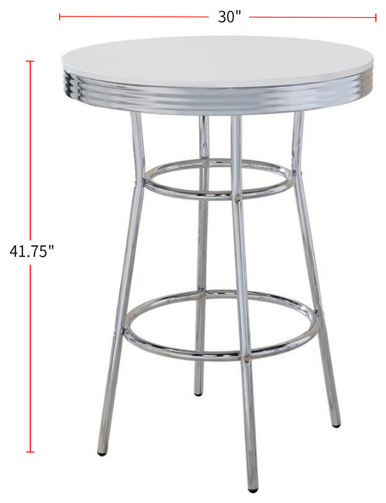 30" Round Bar Table, White