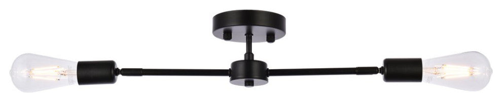 Zac 2-Light Black Flush Mount
