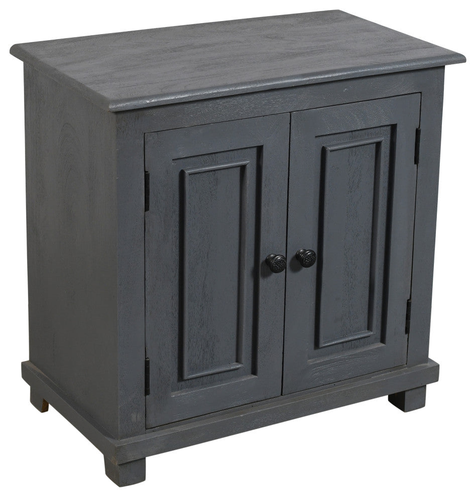 Jenna 2-Door Solid Wood Nightstand, a Gray Finish