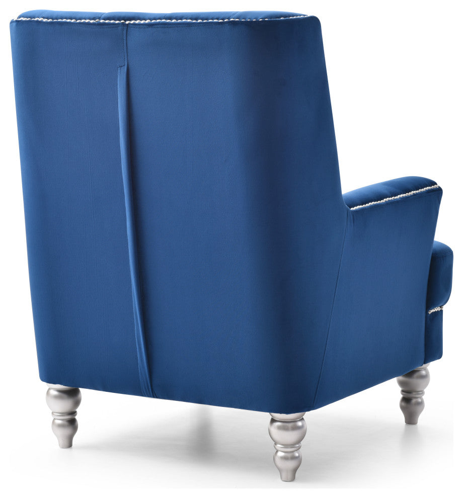 Pamona Navy Blue Velvet Chair