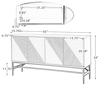 Julian Contemporary 4 Door Sideboard, Walnut