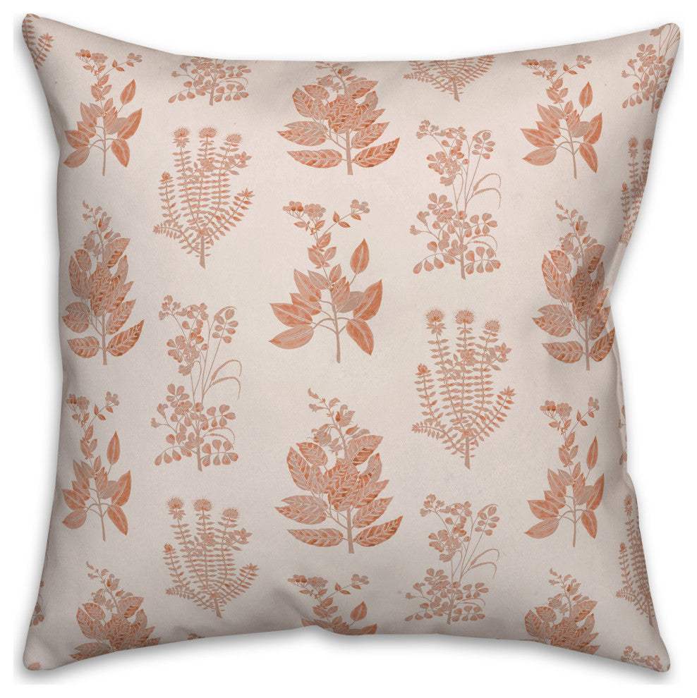 Botanical Peach Pattern Pillow 18x18 Spun Poly Pillow