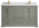 Boston 60 Double Bathroom Vanity in Evergreen 2" Empira Quartz