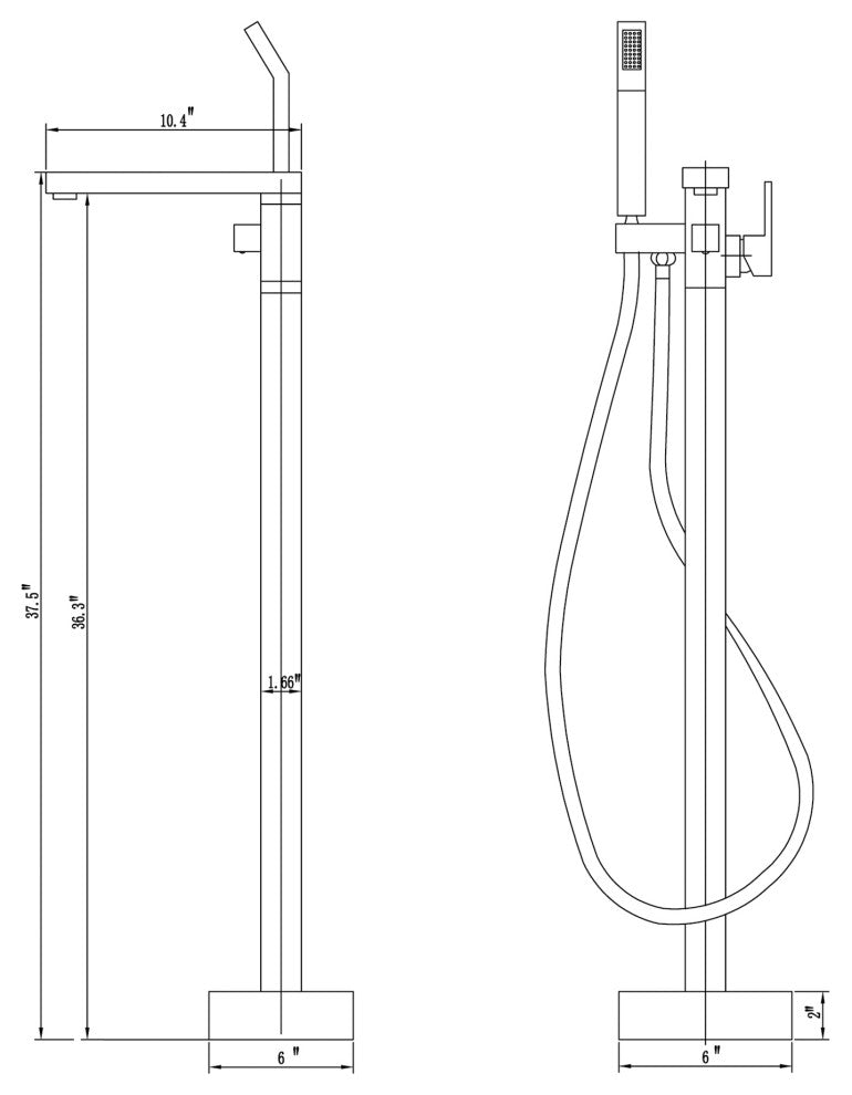 Freestanding Tub Shower Claw Foot Faucet With Handheld Spout, Matte Black