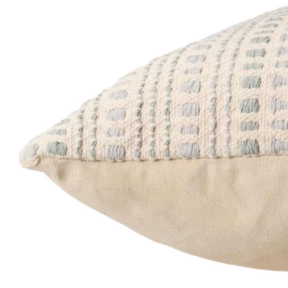Aryn Striped Cream/ Light Blue Pillow 22" Square, Polyester Fill