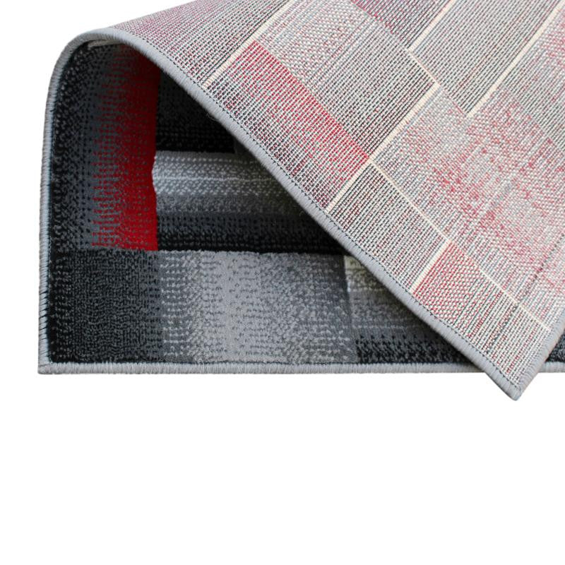 Elio Collection Color Blocked Area Rug, Red, 2' X 3'