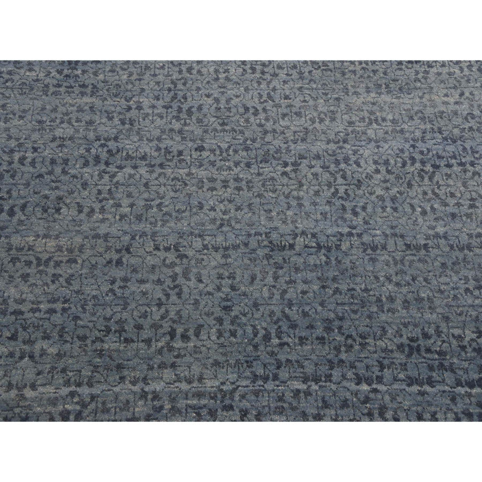 Blue Hand Knotted Modern Design Pure Wool Oversized Oriental Rug, 12'0"x15'4"