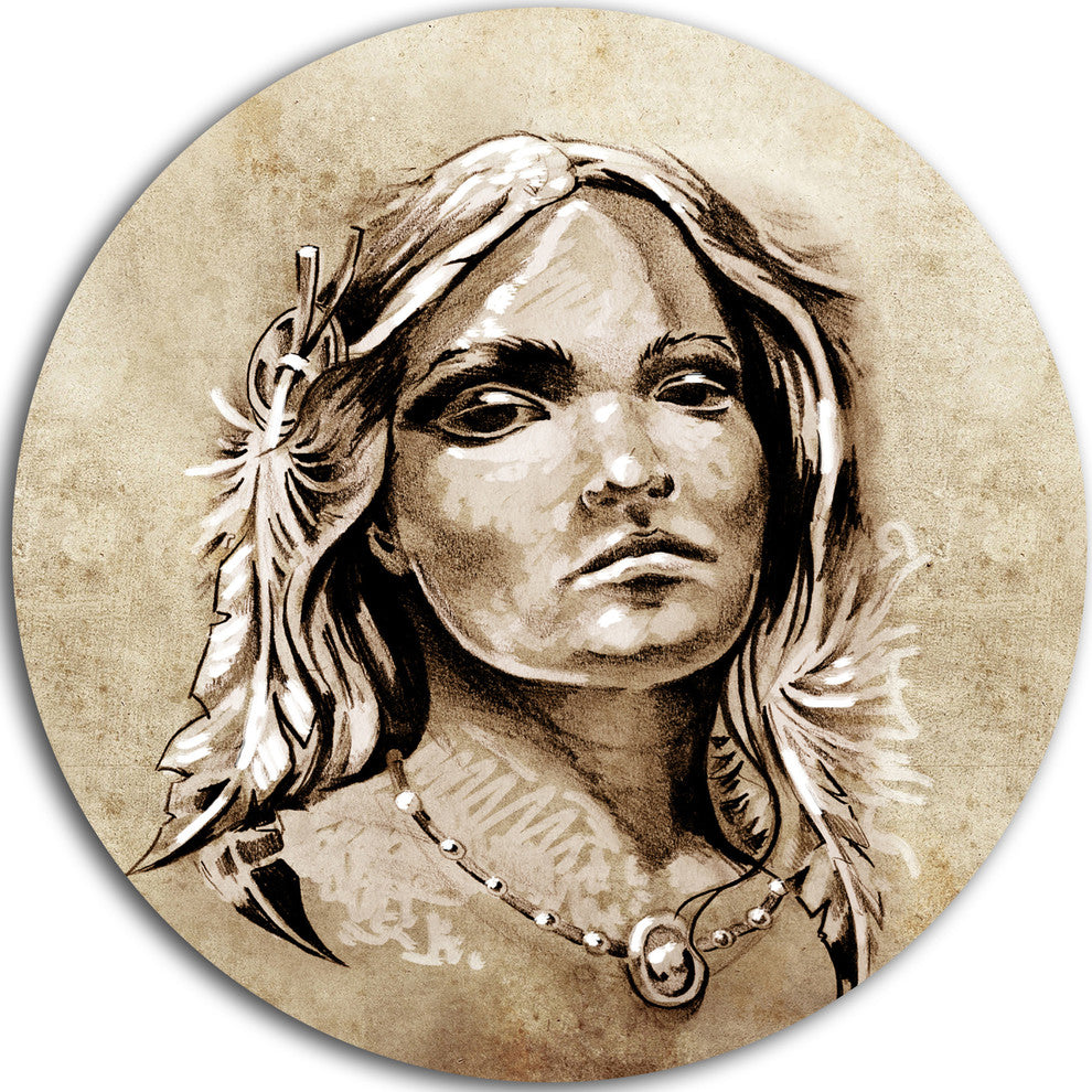 Lovely And Passionate Look, Portrait Digital Art Round Wall Art, 38"