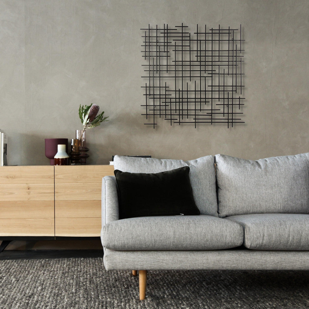 Iquara Small Black Square Metal Wall Art