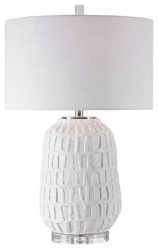 Uttermost 1-Light Caelina Textured White Table Lamp, 28283-1