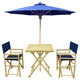 Set of Bamboo Square Table, 2 Director Chair, 1 Umbrealla, Indigo