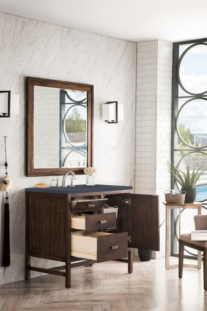 Addison 36" Single Vanity Cabinet, Mid Century Acacia,  Charcoal Soapstone