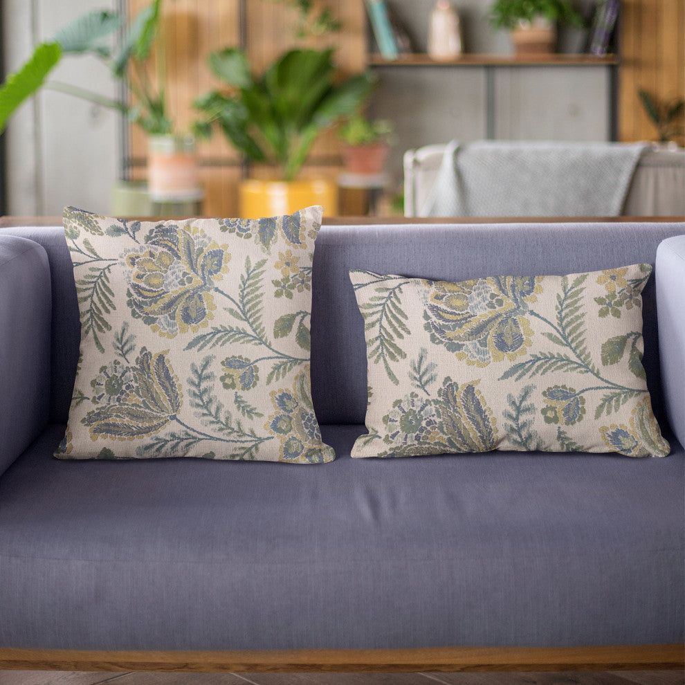 Plutus Blue Amazonian Floral Luxury Throw Pillow, 20"x36"