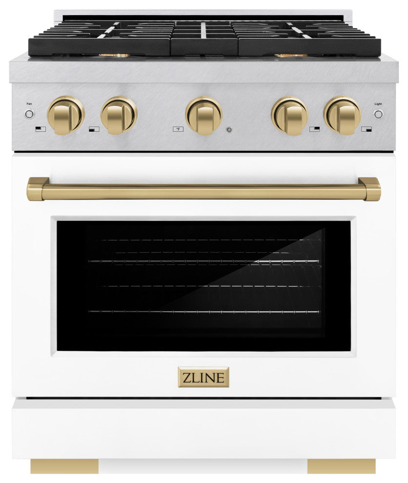 ZLINE 30" Gas Range, DuraSnow With White Matte SGRSZ-WM-30-CB