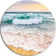 Foaming Waves Splashing The Sand, Seashore Round Metal Wall Art, 38"