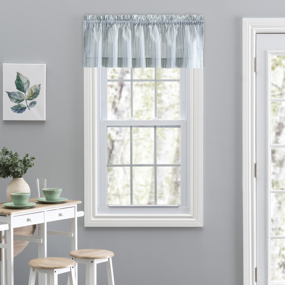 Plaza Stripe 58" x 15" Tailored Valance, Blue