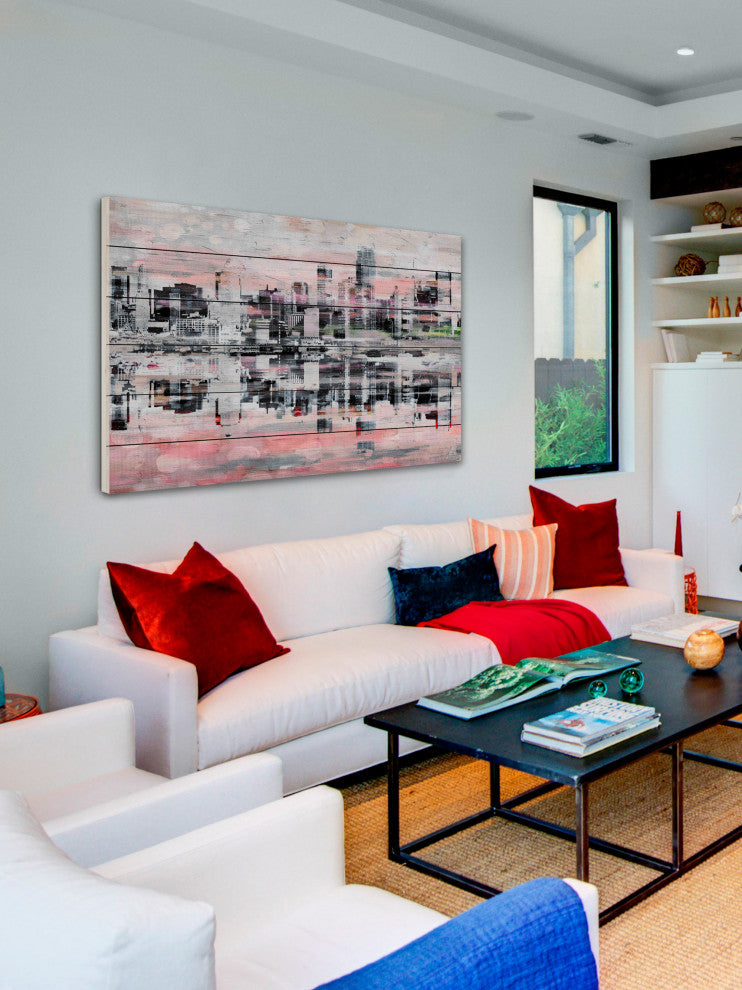 "Picturesque NYC" Print on White Wood, 36"x24"