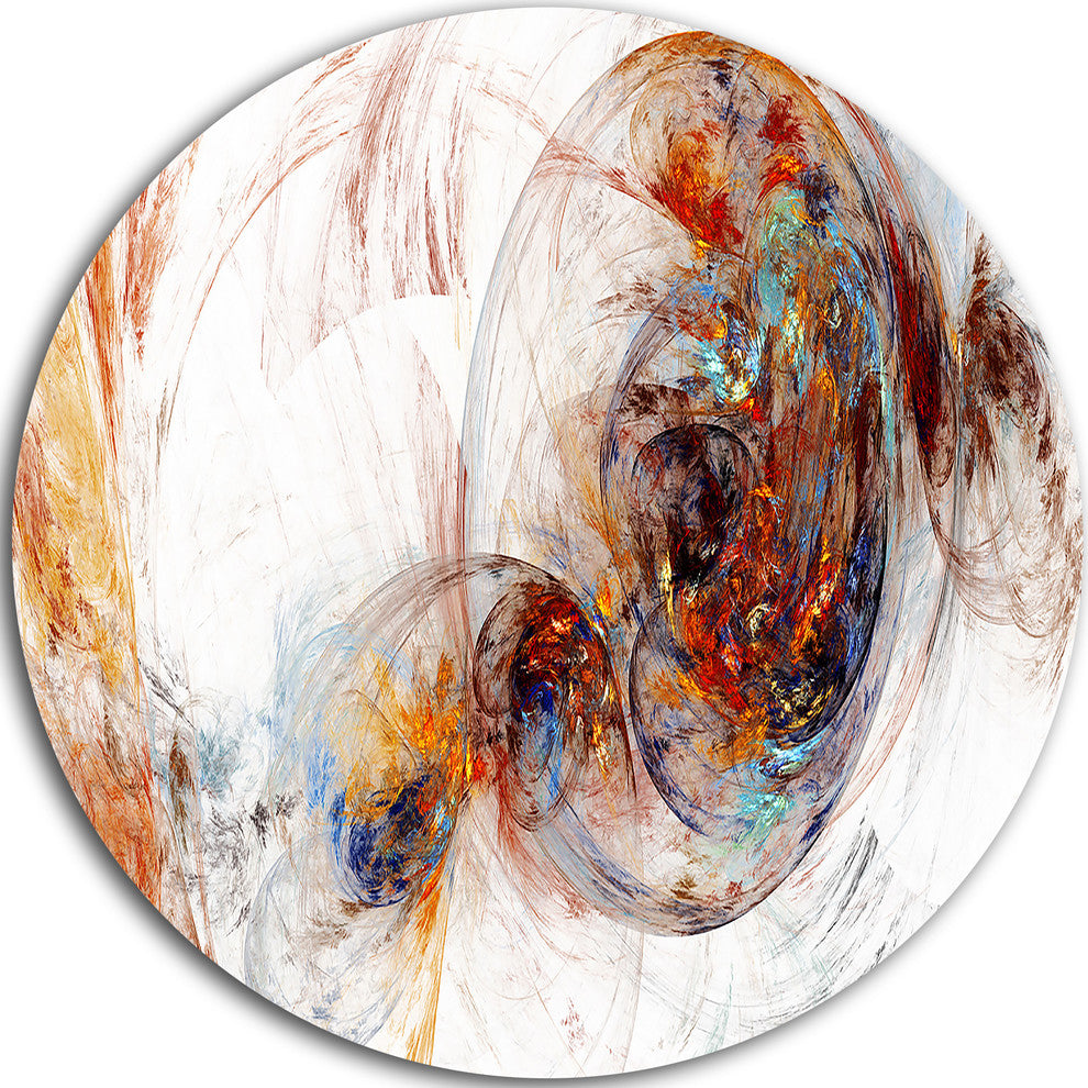Colored Smoke Brown, Abstract Digital Art Round Metal Wall Art, 38"