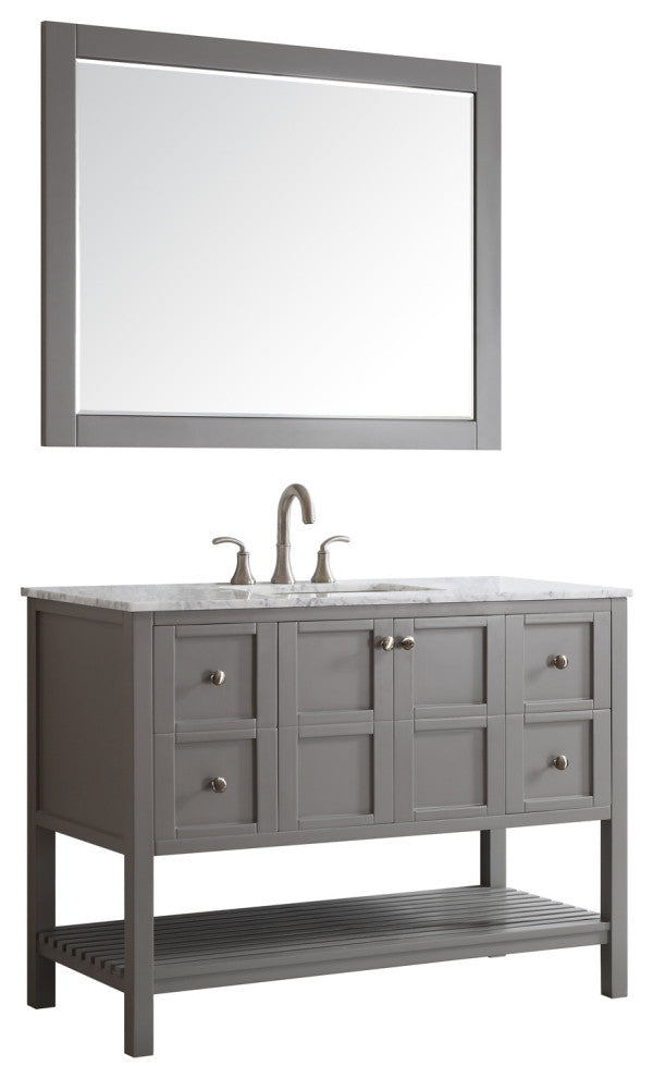 Florence 48" Single Vanity, Gray, With Mirror