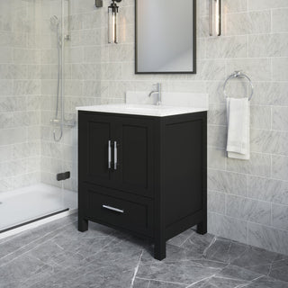 Boulder 30" Single Bathroom Vanity, Espresso With Engineered Stone Top