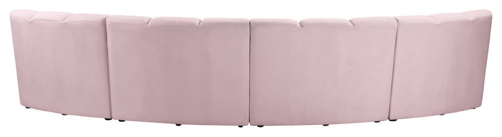 Infinity Channel Tufted Velvet Modular Chair, Pink, 4 Piece