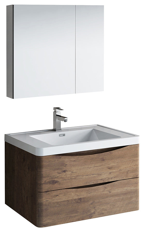 Fresca Tuscany 32" Rosewood Wall Hung Vanity With Medicine Cabinet