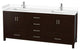 80" Double Bathroom Vanity, Espresso, White Cultured Marble Countertop, Sinks