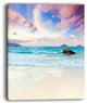 "Exotic Seashore Sunset Over Blue Sea" Seascape Art Canvas, 12"x20"