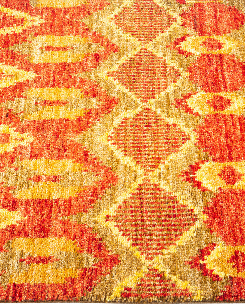 Modern, One-of-a-Kind Hand-Knotted Area Rug Green, 2'7"x10'5"