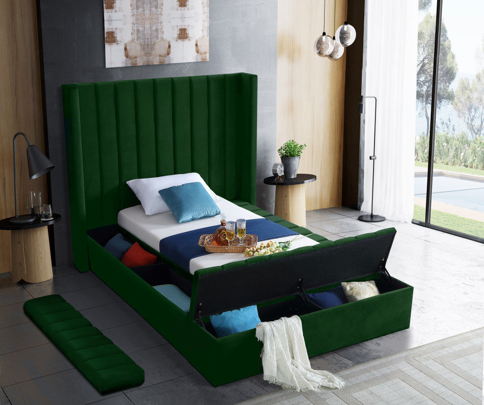 Kiki Velvet Bed, Green, Twin