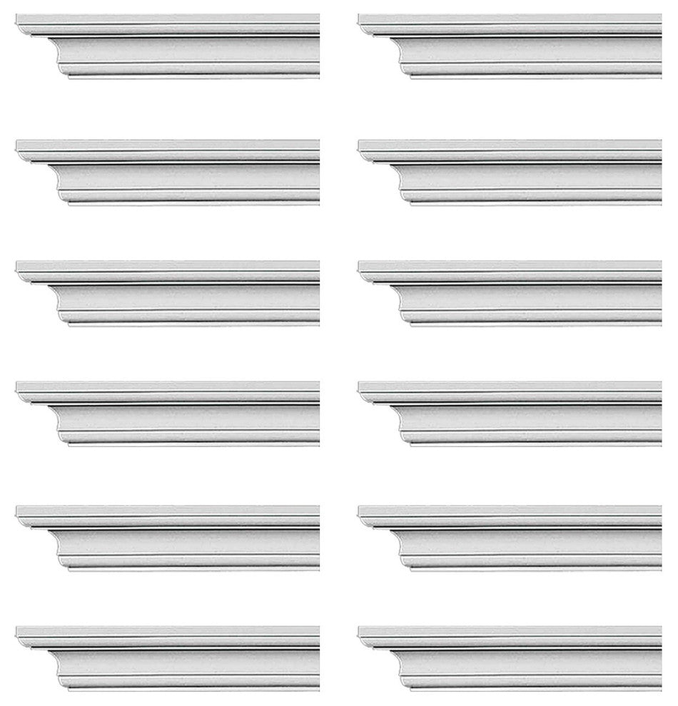 Cornice White Urethane Ipswich Simple Design 12 Pieces Totaling 1128" Length